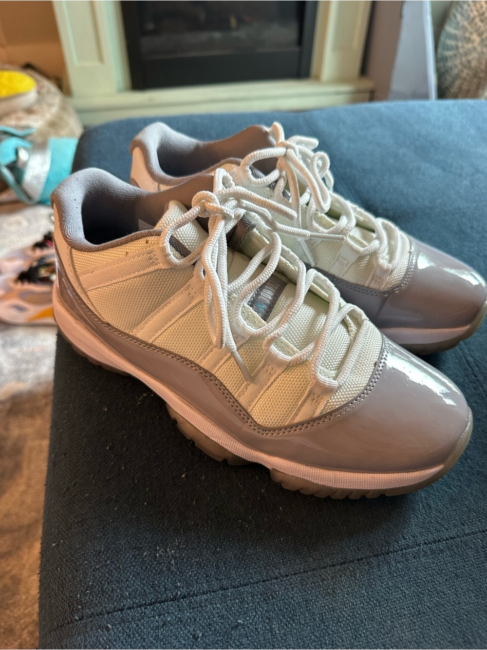 Jordan Men's Athletic Shoes in Light Gray and Cream